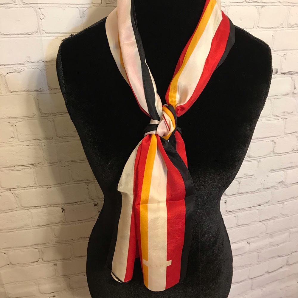 Vintage 80s Echo Striped Silk Scarf - Picture 3 of 8